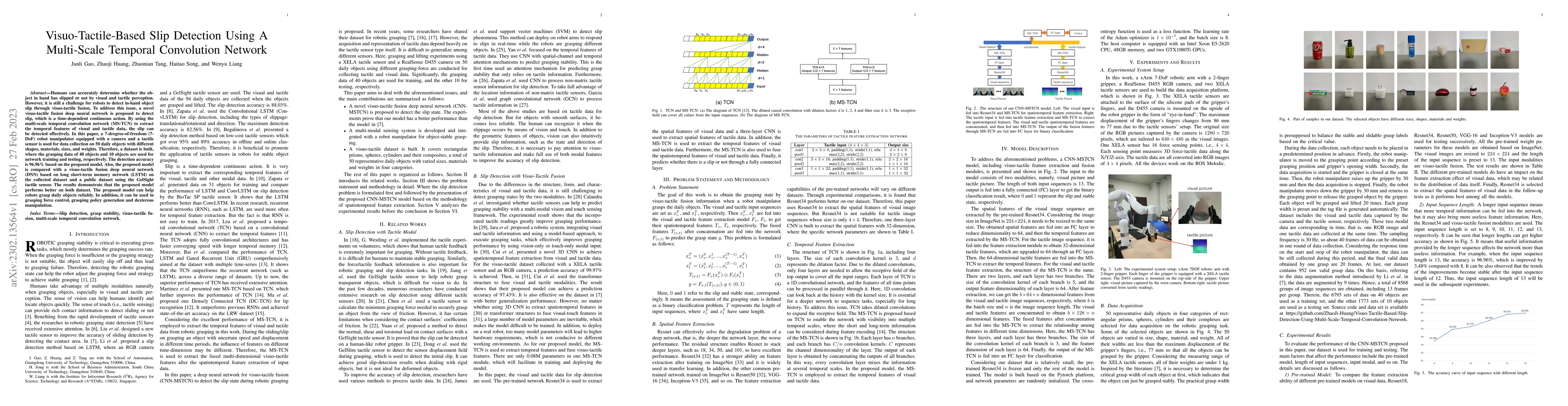 Thumbnail for Visuo-Tactile-Based Slip Detection Using A Multi-Scale Temporal
  Convolution Network