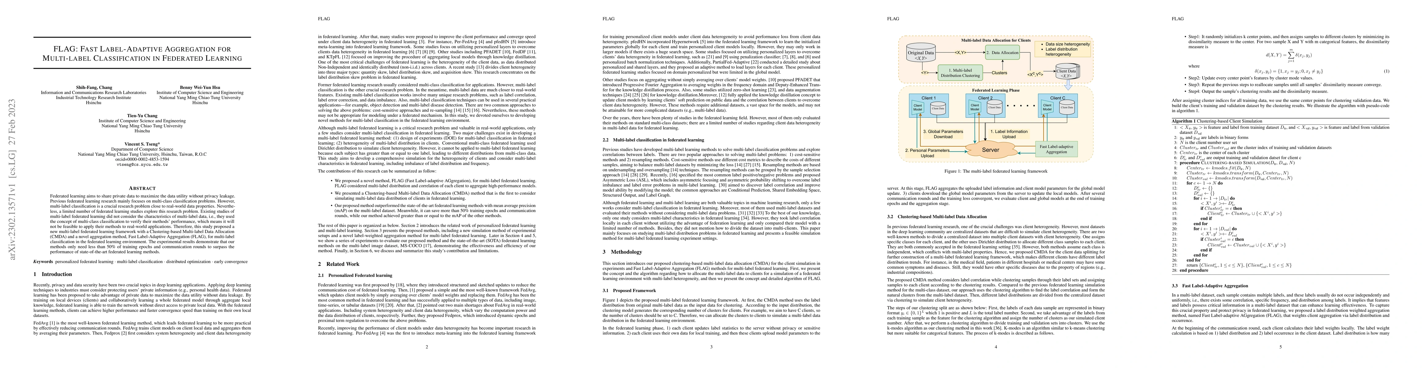 Thumbnail for FLAG: Fast Label-Adaptive Aggregation for Multi-label Classification in
  Federated Learning