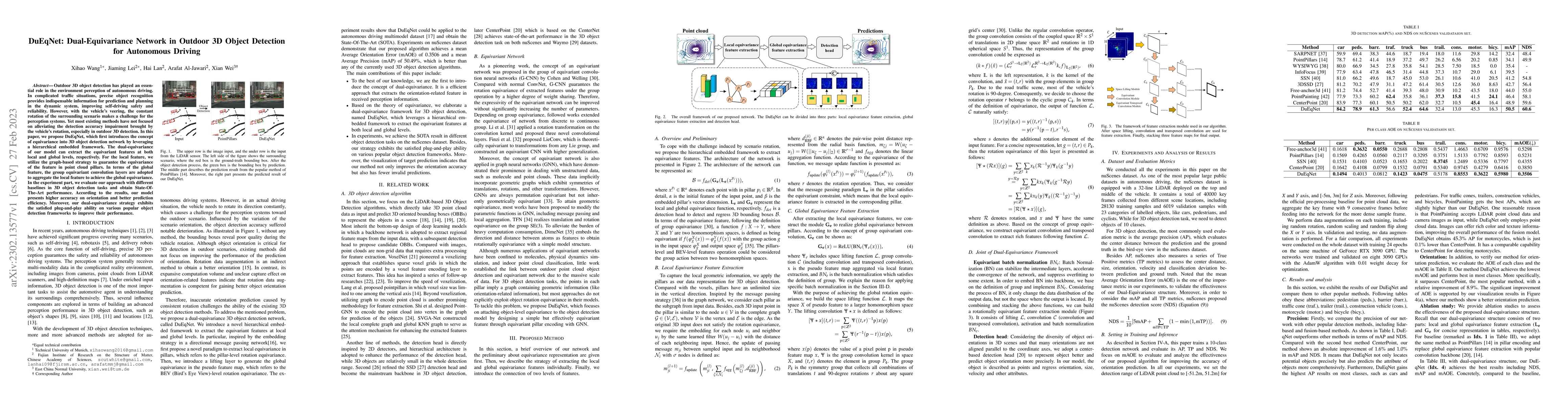 Thumbnail for DuEqNet: Dual-Equivariance Network in Outdoor 3D Object Detection for
  Autonomous Driving