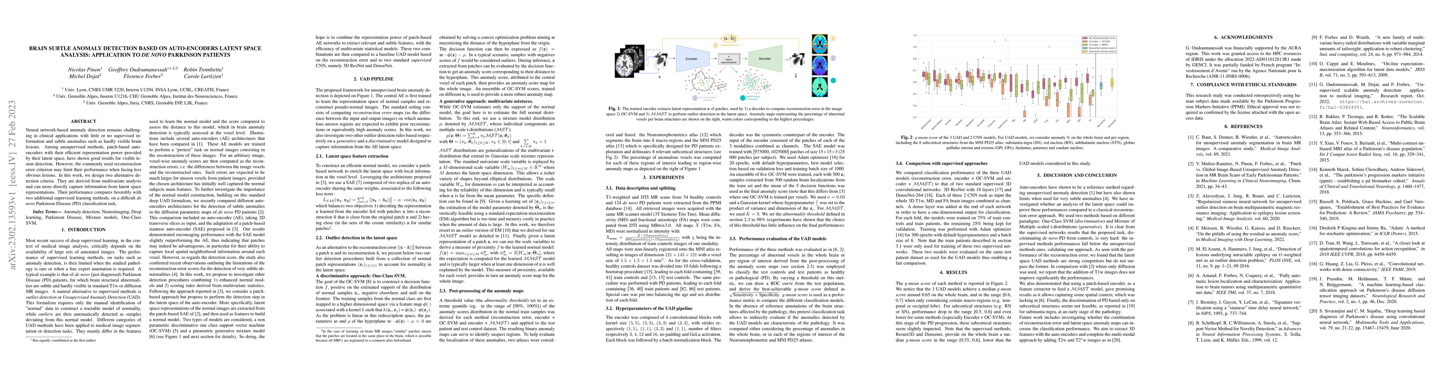 Thumbnail for Brain subtle anomaly detection based on auto-encoders latent space
  analysis : application to de novo parkinson patients