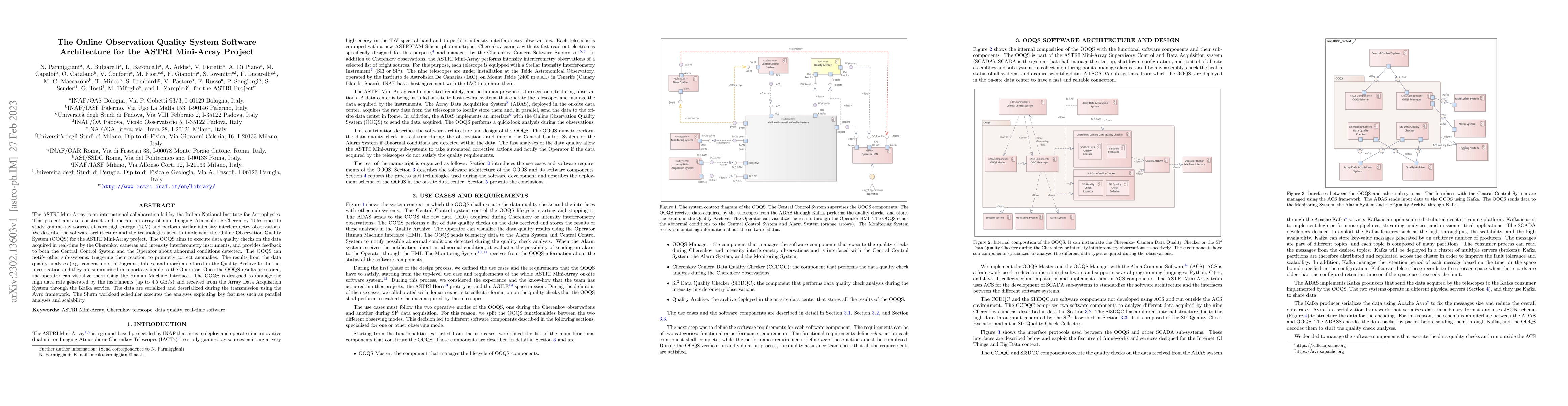 Thumbnail for The Online Observation Quality System Software Architecture for the
  ASTRI Mini-Array Project