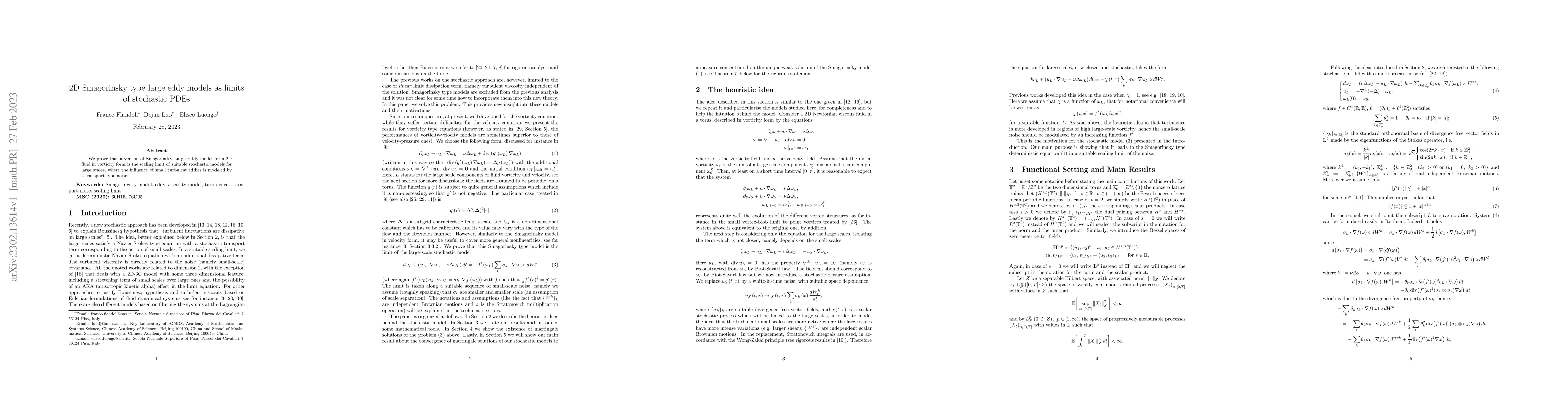 Thumbnail for 2D Smagorinsky type large eddy models as limits of stochastic PDEs
