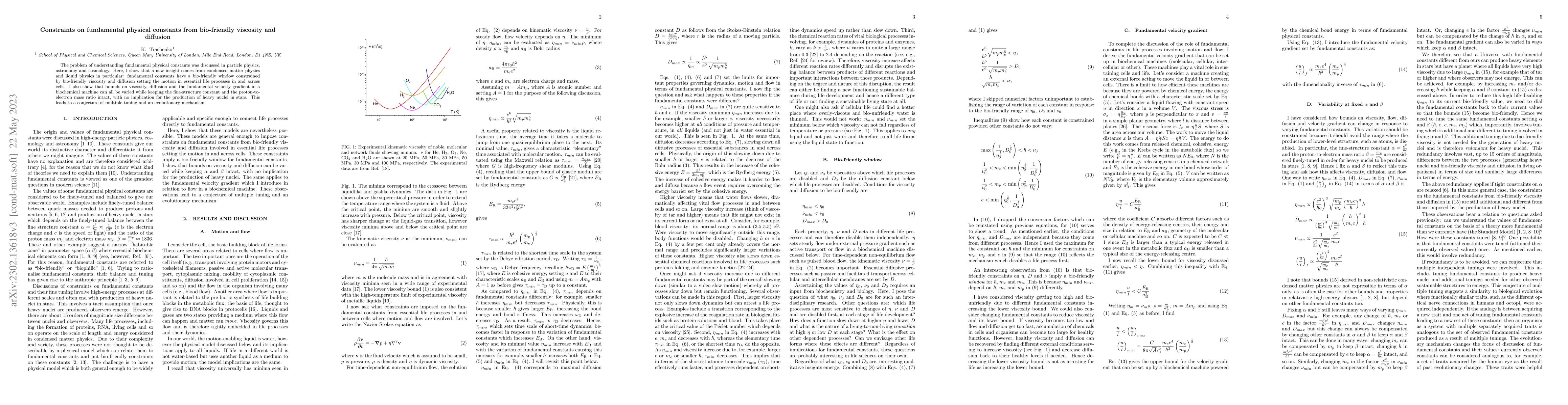 Thumbnail for Constraints on fundamental physical constants from bio-friendly
  viscosity and diffusion