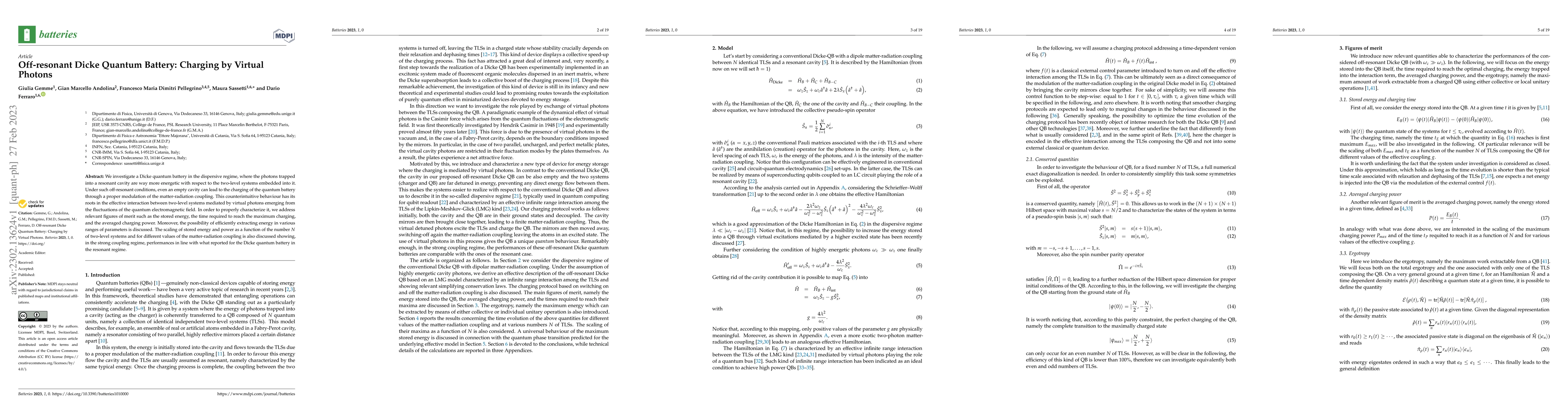 Thumbnail for Off-resonant Dicke Quantum Battery: Charging by Virtual Photons