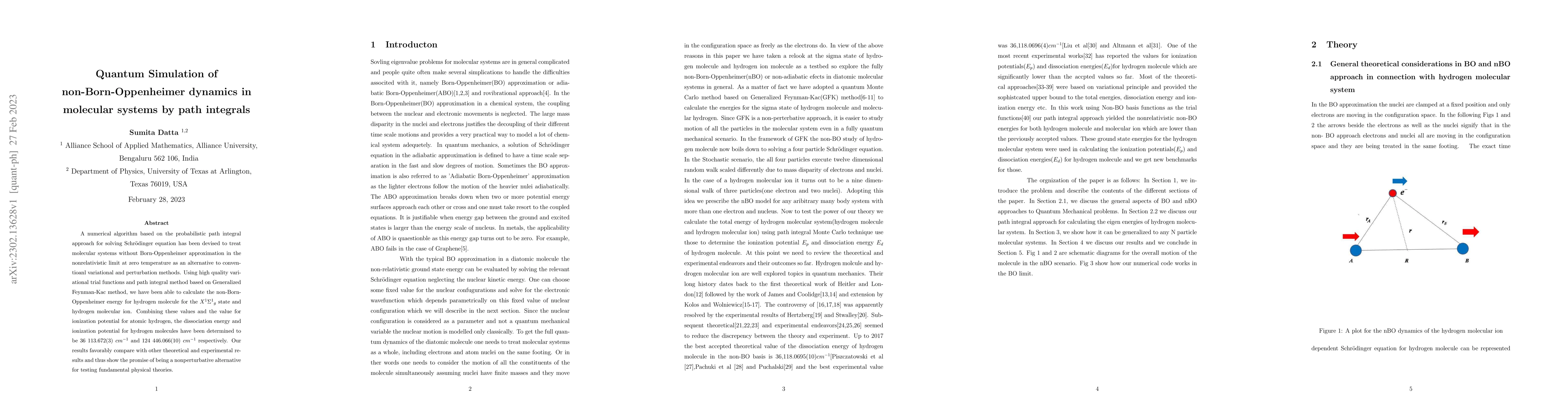 Thumbnail for Quantum Simulation of non-Born-Oppenheimer dynamics in molecular systems
  by path integrals