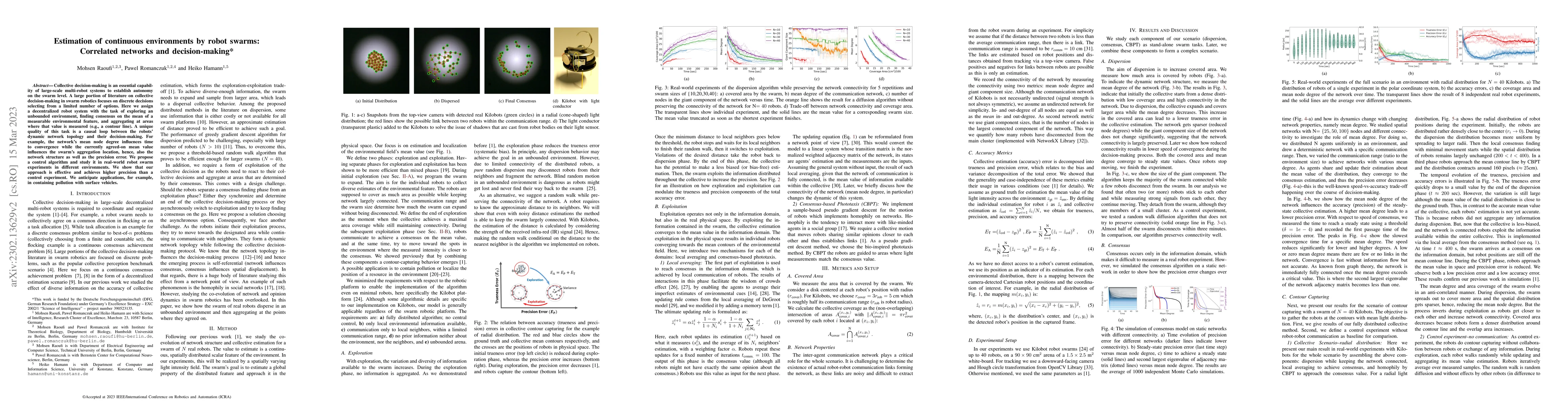 Thumbnail for Estimation of continuous environments by robot swarms: Correlated
  networks and decision-making