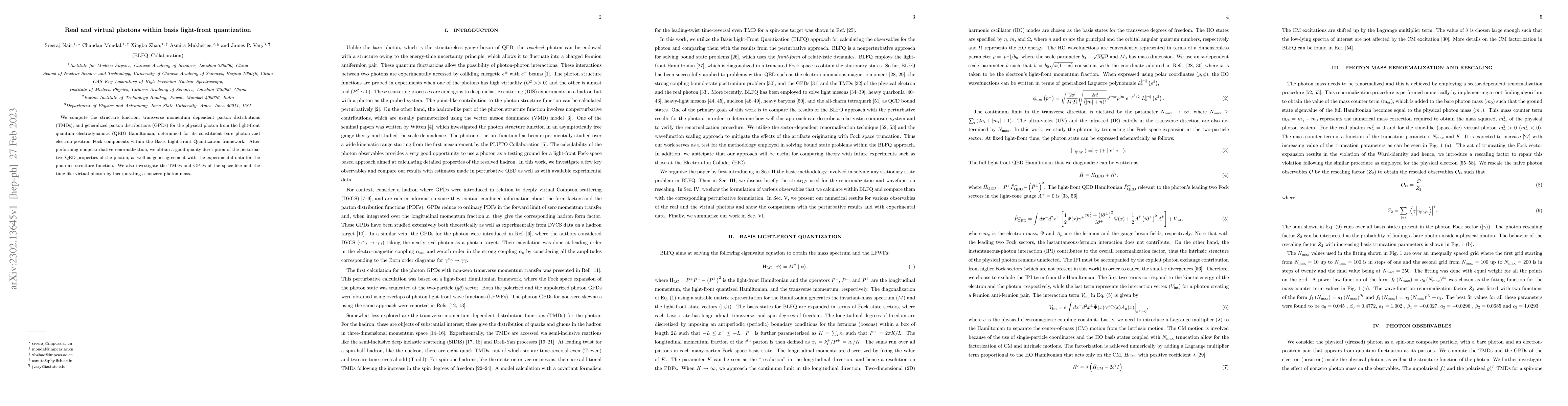 Thumbnail for Real and virtual photons within basis light-front quantization
