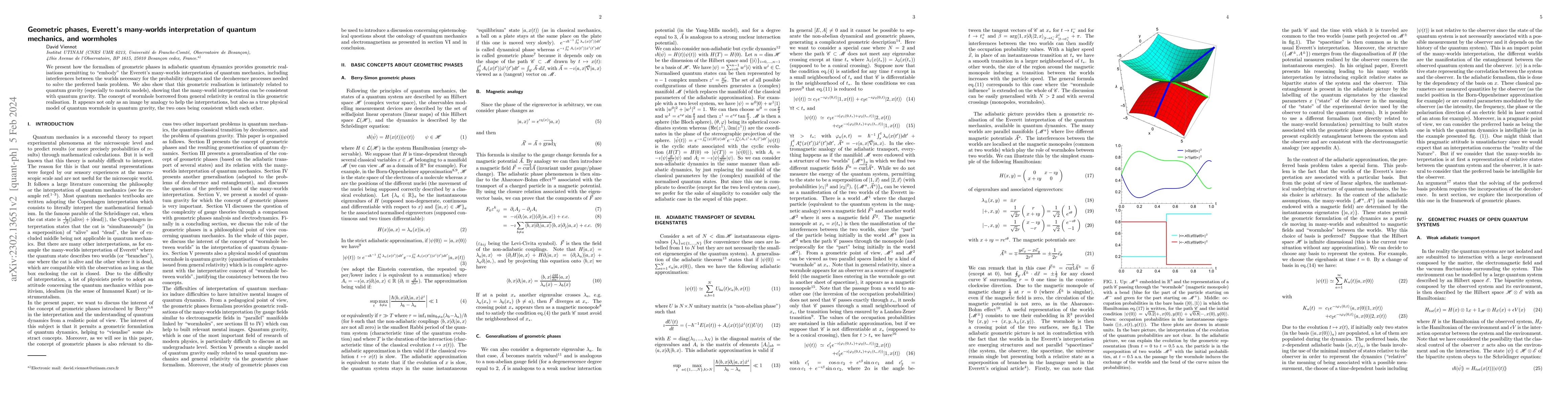 Thumbnail for Geometric phases, Everett's many-worlds interpretation of quantum
  mechanics, and wormholes