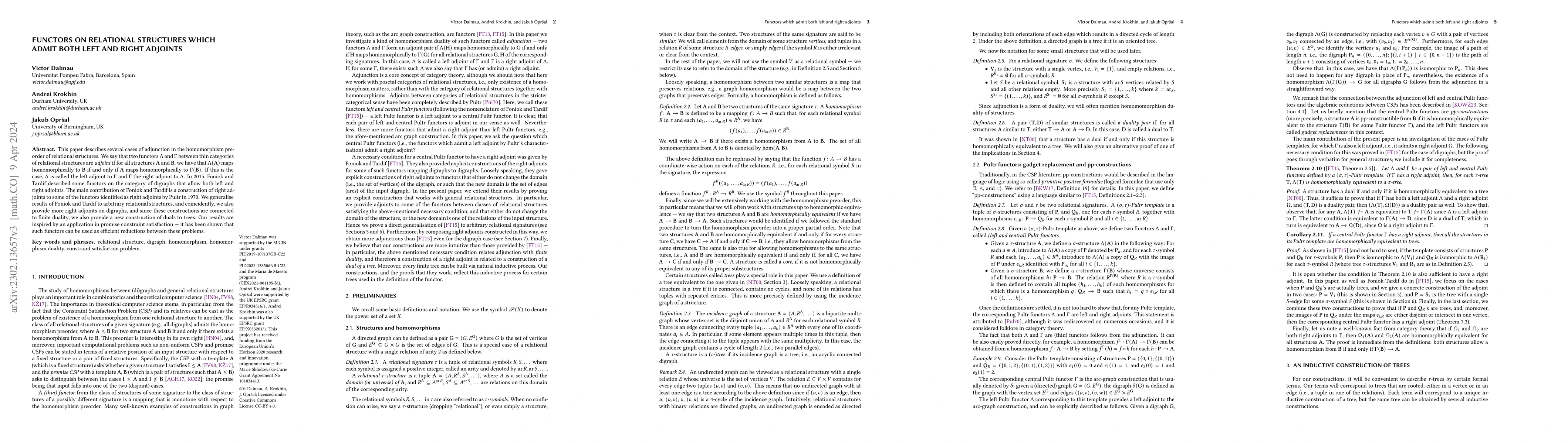 Thumbnail for Functors on relational structures which admit both left and right
  adjoints
