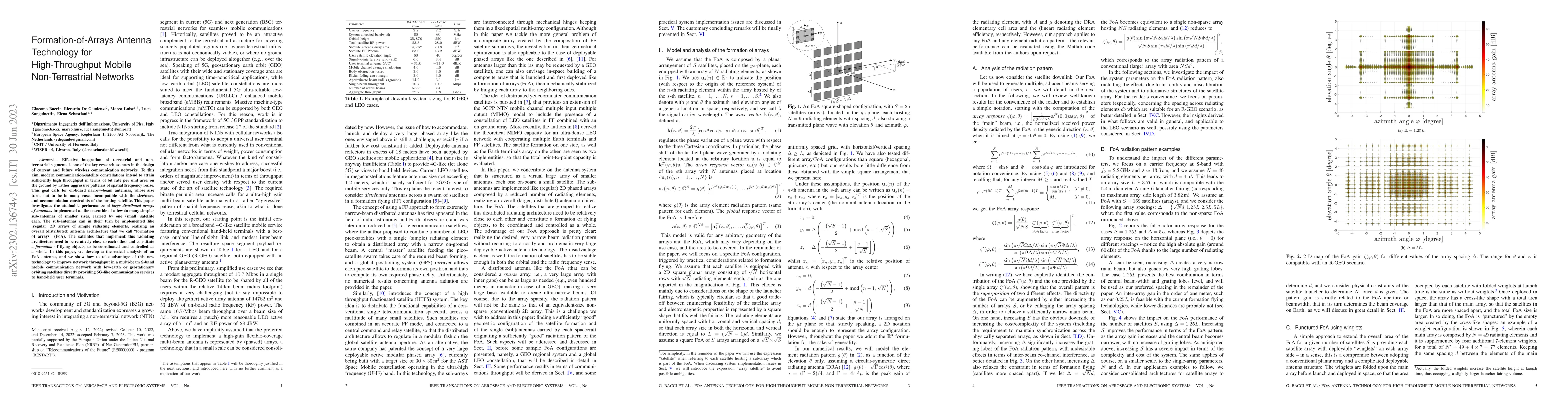 Thumbnail for Formation-of-Arrays Antenna Technology for High-Throughput Mobile
  Non-Terrestrial Networks