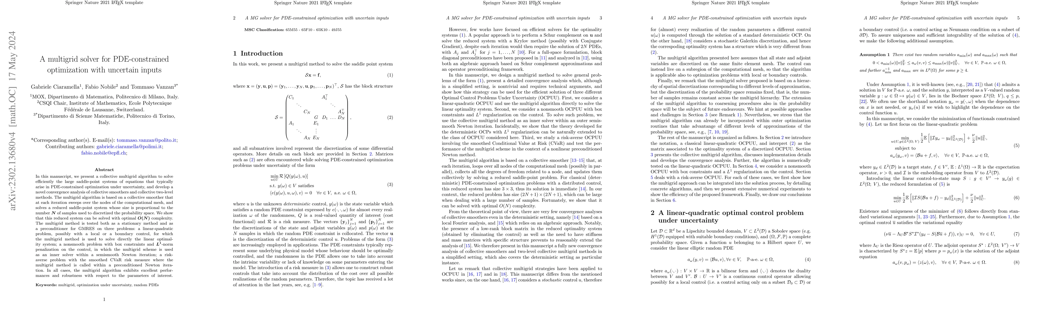 Thumbnail for A multigrid solver for PDE-constrained optimization with uncertain
  inputs