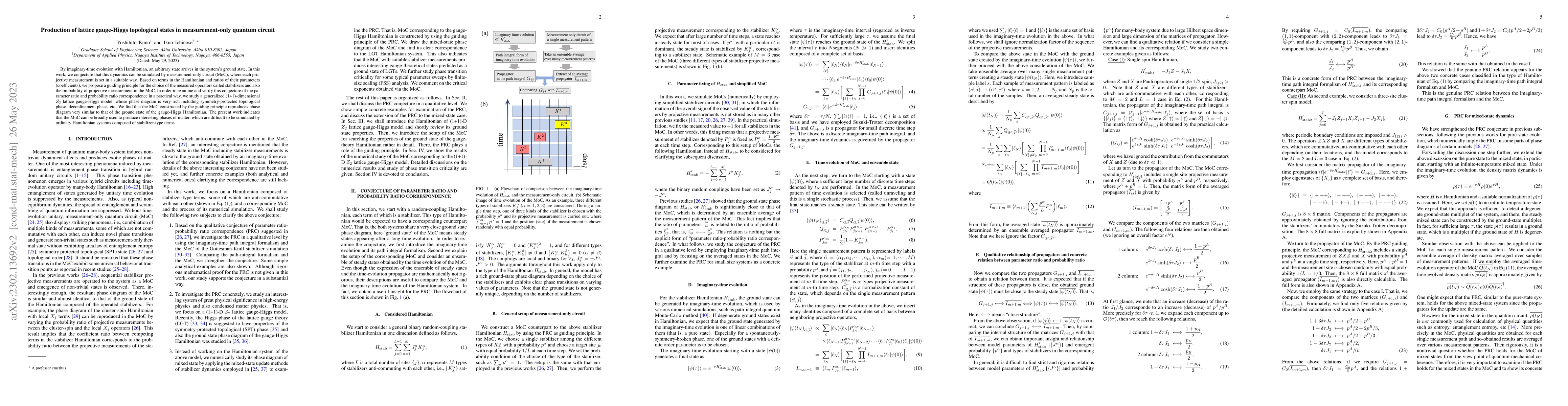 Thumbnail for Production of lattice gauge-Higgs topological states in measurement-only
  quantum circuit