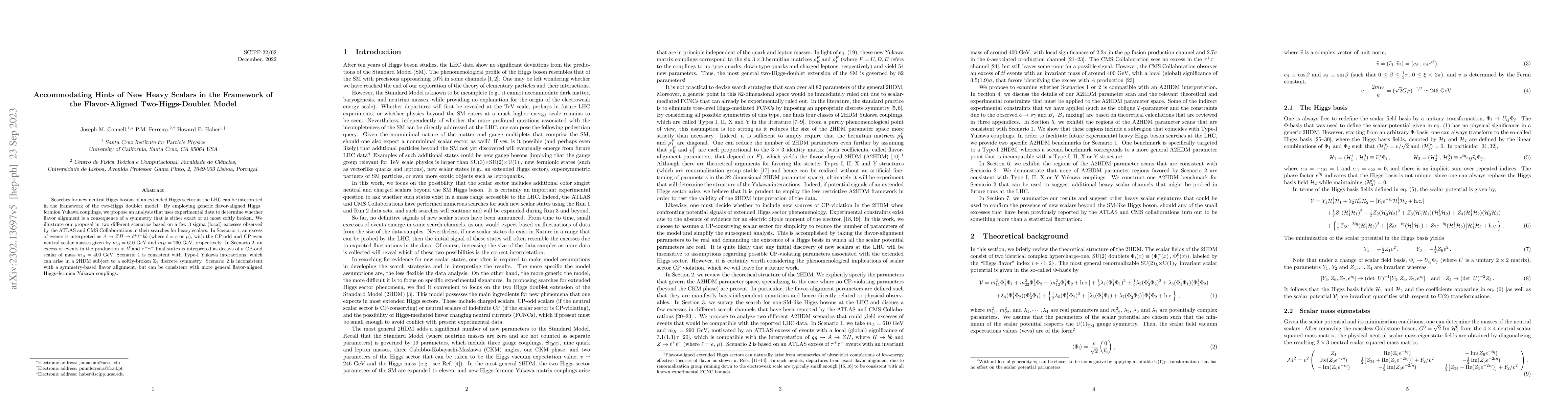Thumbnail for Accommodating Hints of New Heavy Scalars in the Framework of the
  Flavor-Aligned Two-Higgs-Doublet Model