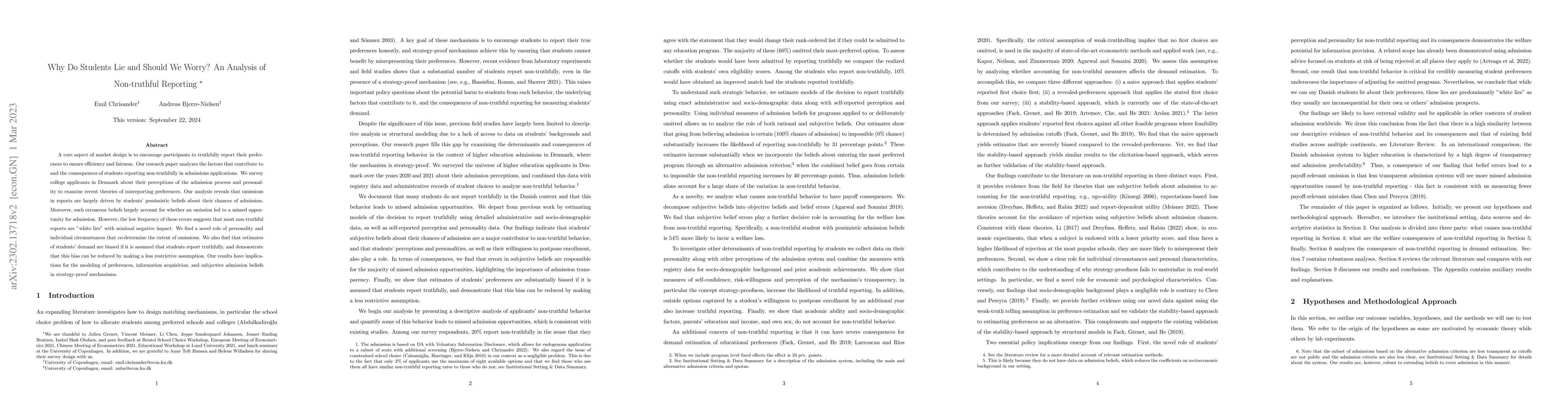 Thumbnail for Why Do Students Lie and Should We Worry? An Analysis of Non-truthful
  Reporting