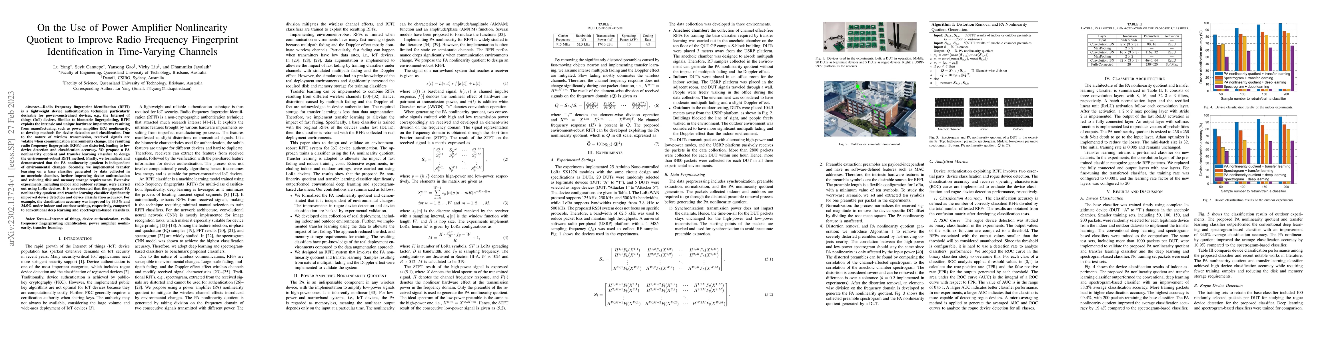 Thumbnail for On the Use of Power Amplifier Nonlinearity Quotient to Improve Radio
  Frequency Fingerprint Identification in Time-Varying Channels