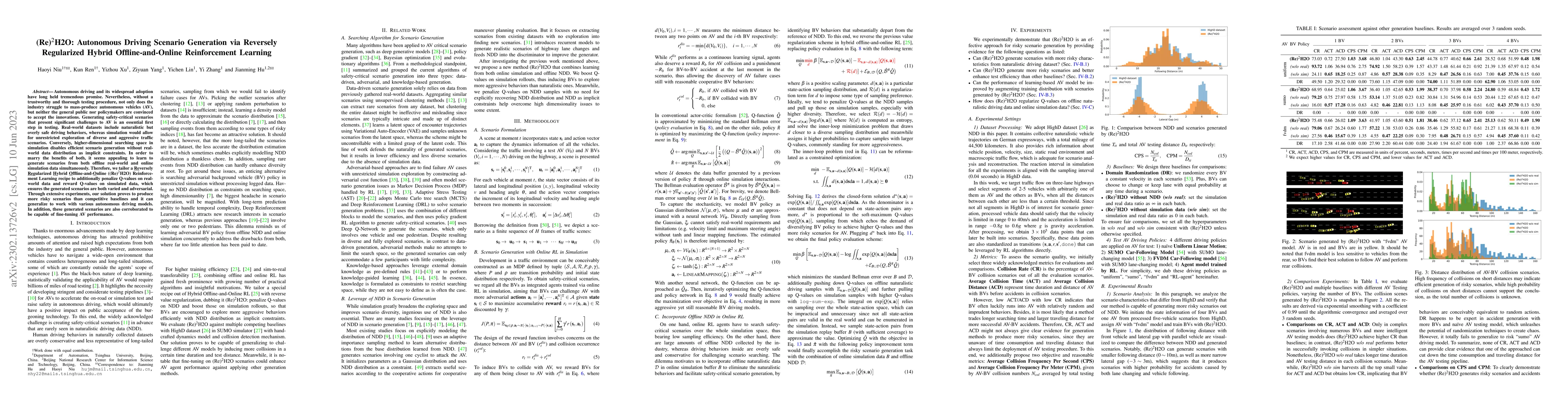 Thumbnail for (Re)$^2$H2O: Autonomous Driving Scenario Generation via Reversely
  Regularized Hybrid Offline-and-Online Reinforcement Learning