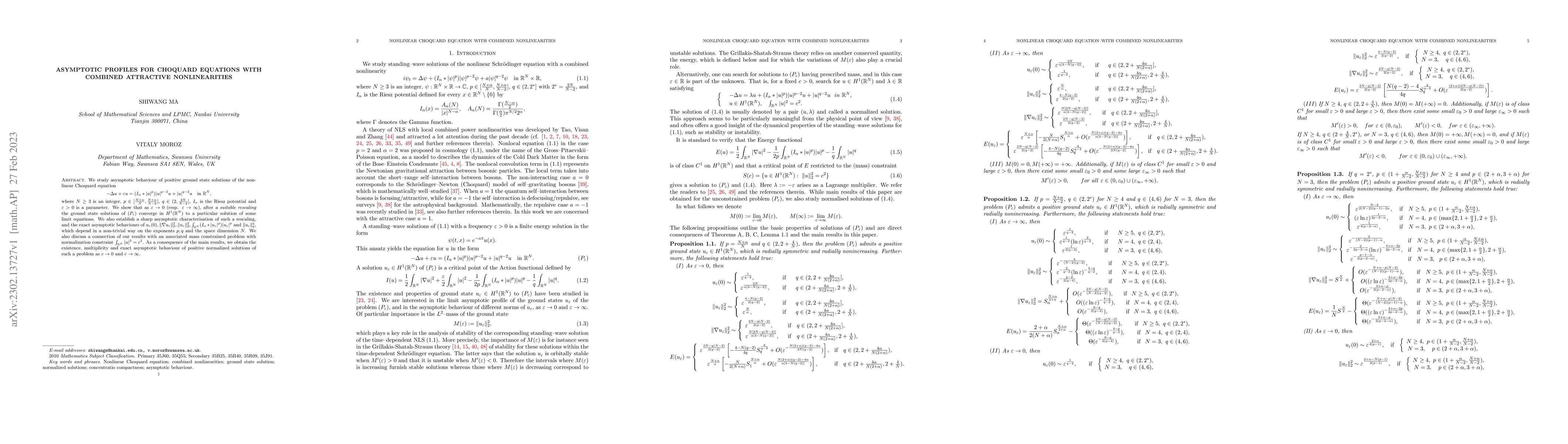 Thumbnail for Asymptotic profiles for Choquard equations with combined attractive
  nonlinearities