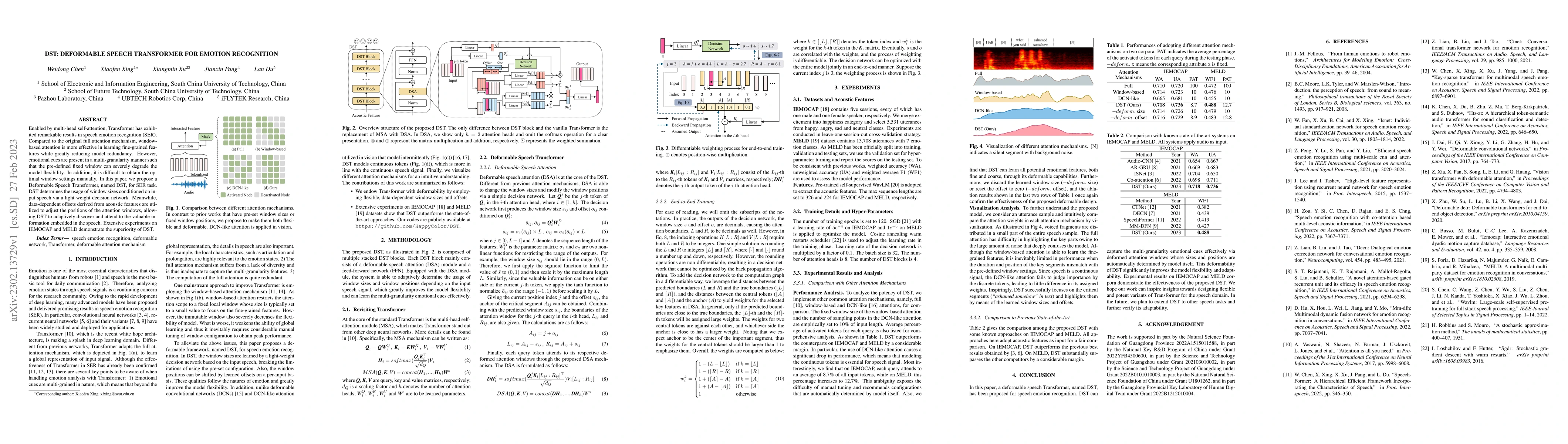 Thumbnail for DST: Deformable Speech Transformer for Emotion Recognition