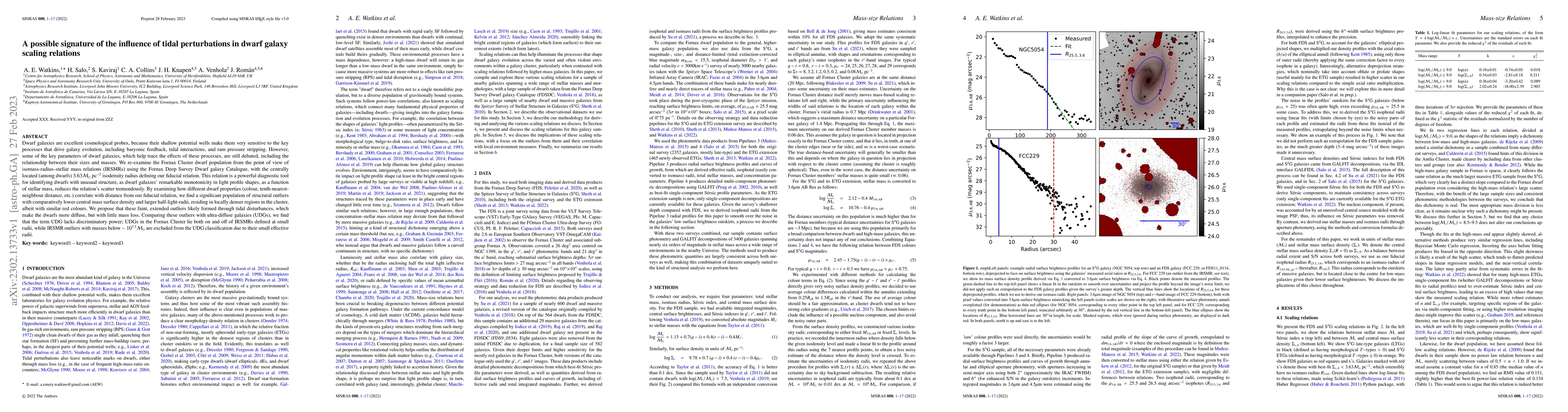 Thumbnail for A possible signature of the influence of tidal perturbations in dwarf
  galaxy scaling relations