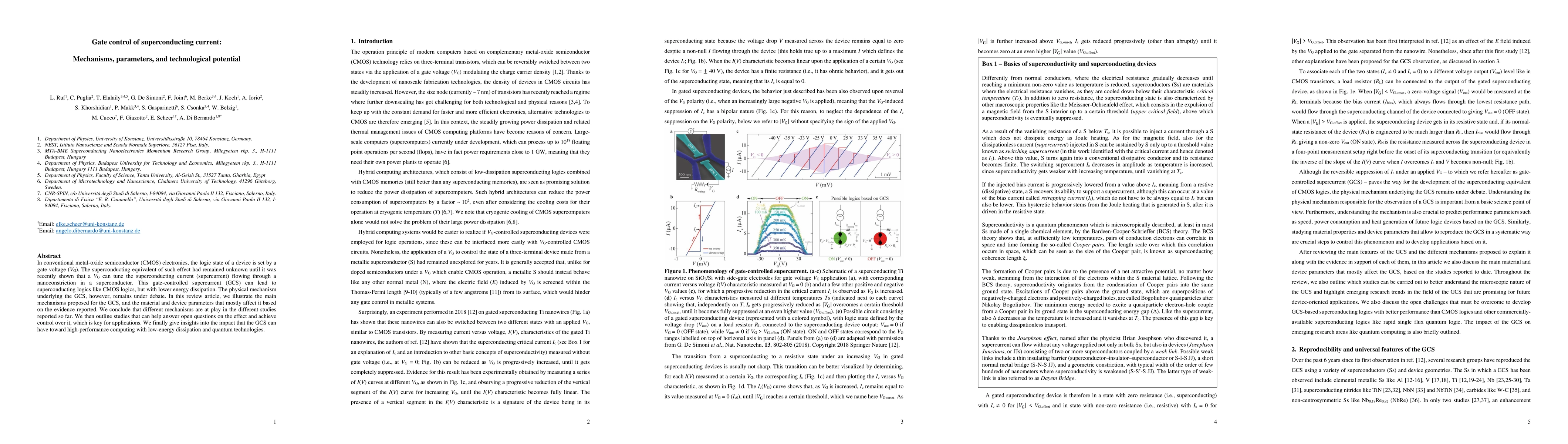 Thumbnail for Gate-control of superconducting current: mechanisms, parameters and
  technological potential