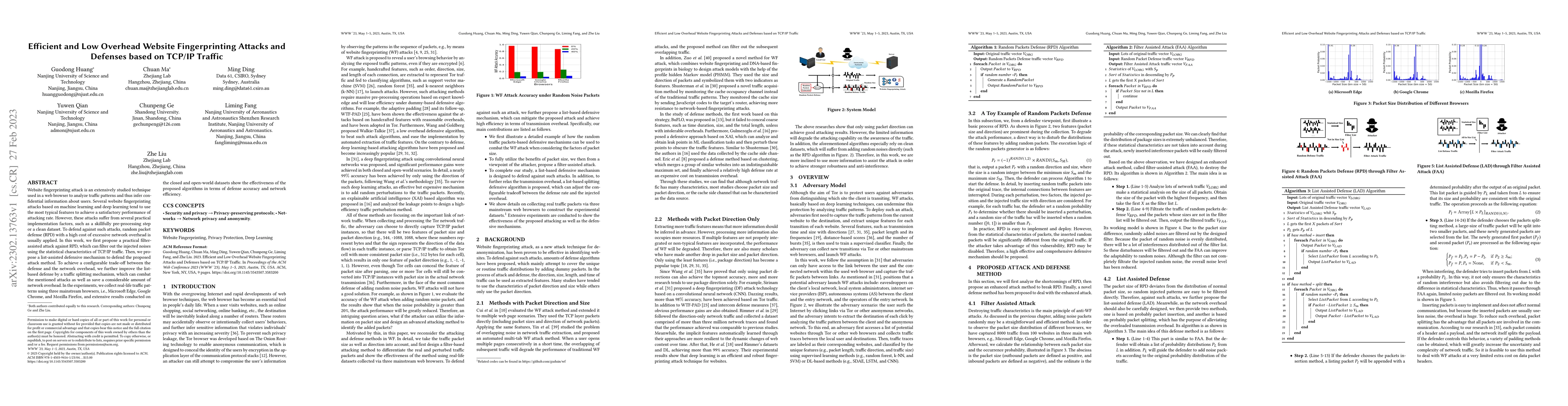 Thumbnail for Efficient and Low Overhead Website Fingerprinting Attacks and Defenses
  based on TCP/IP Traffic