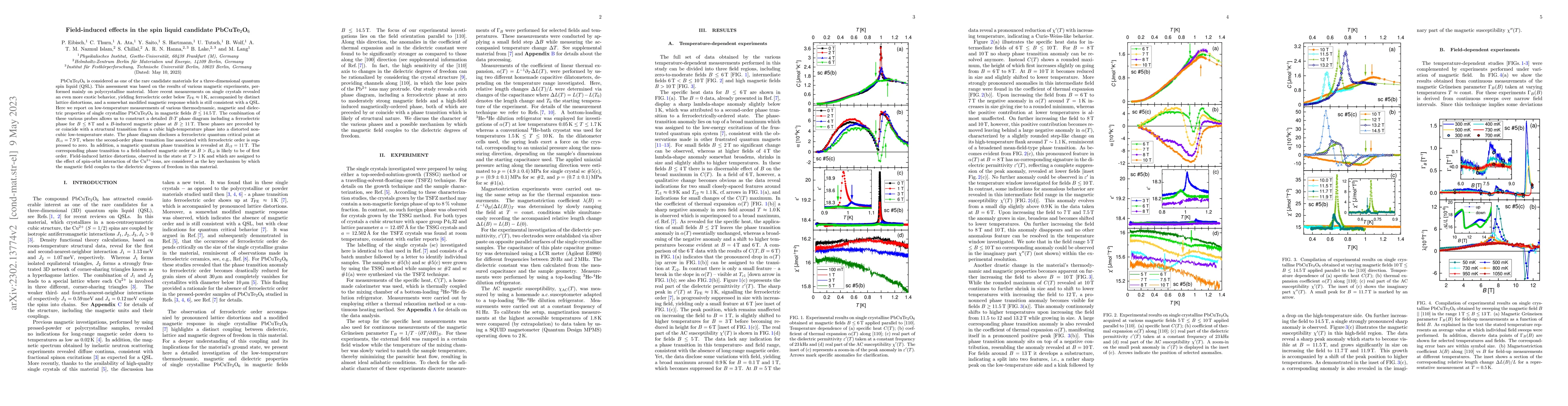 Thumbnail for Field-induced effects in the spin liquid candidate PbCuTe$_{2}$O$_{6}$