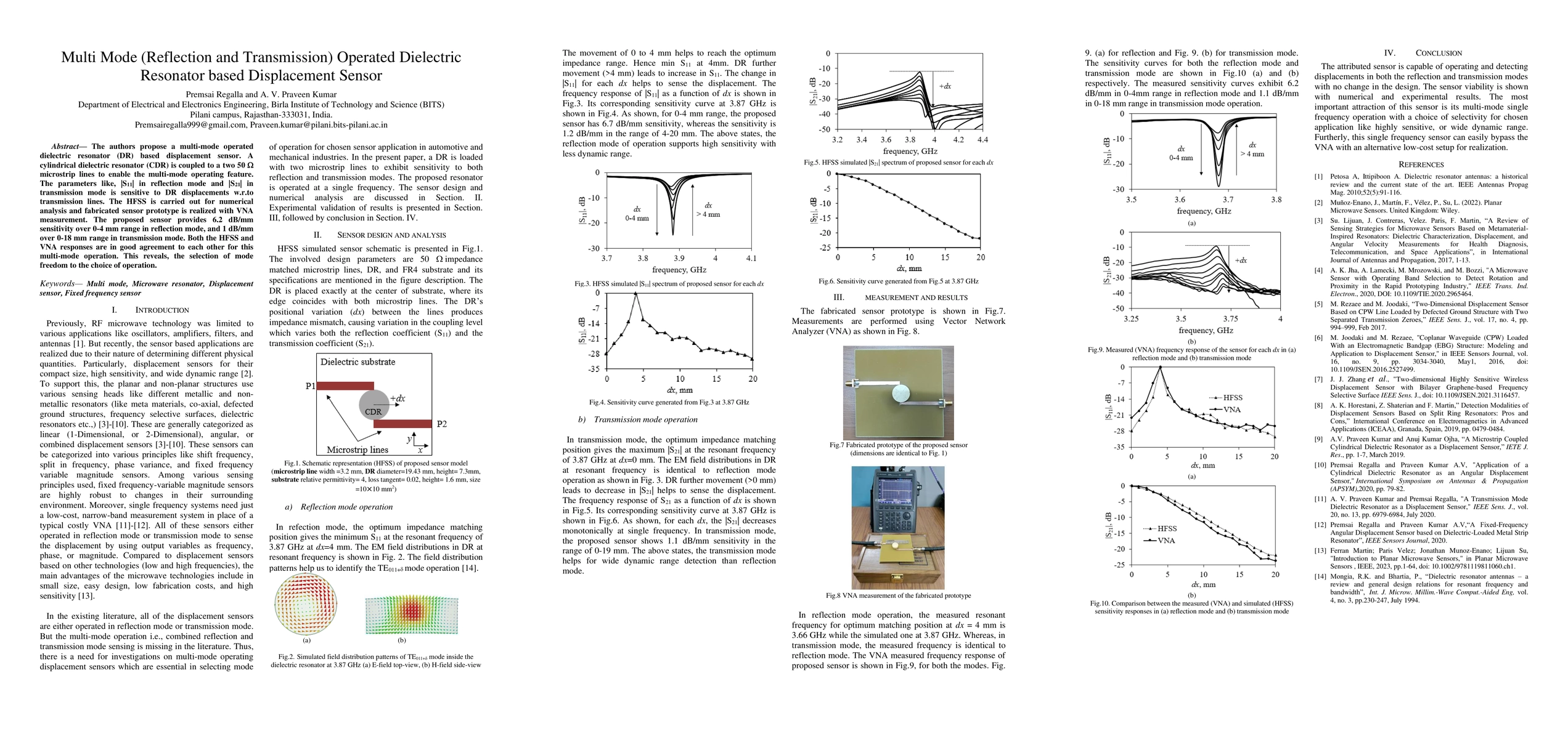 Thumbnail for Multi Mode (Reflection and Transmission) Operated Dielectric Resonator
  based Displacement Sensor