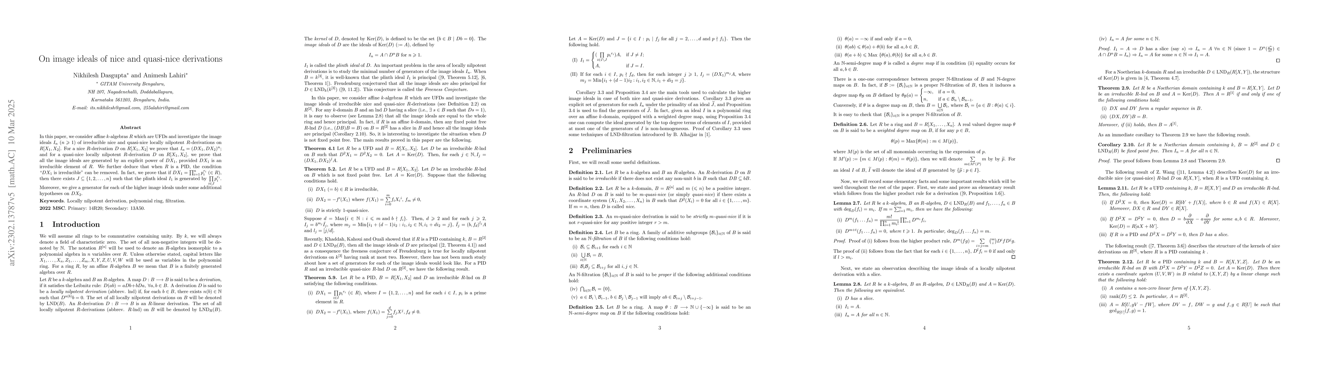 Thumbnail for On image ideals of nice and quasi-nice derivations over a UFD