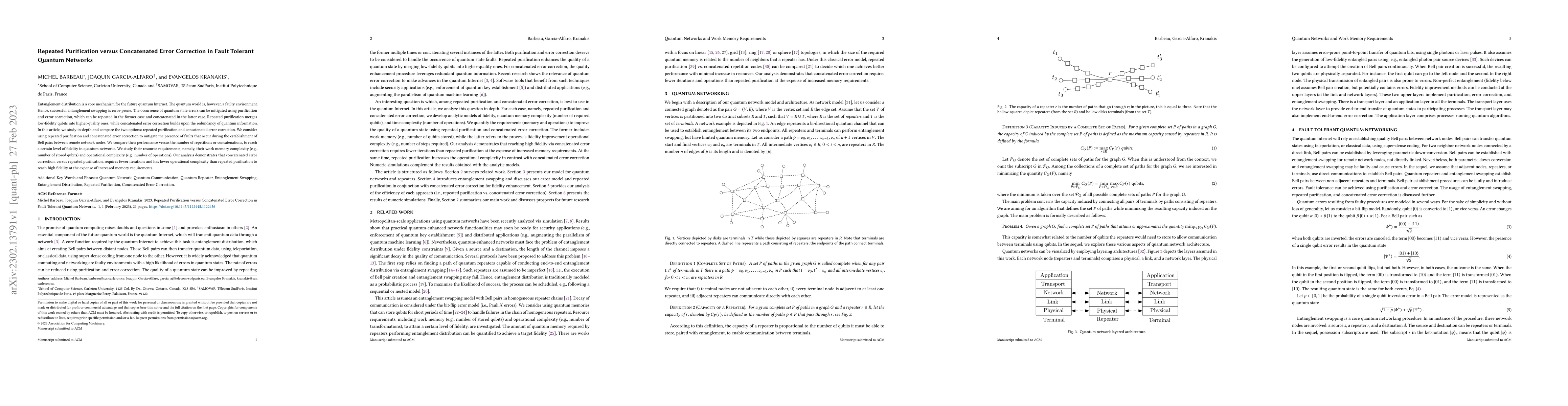 Thumbnail for Repeated Purification versus Concatenated Error Correction in Fault
  Tolerant Quantum Networks