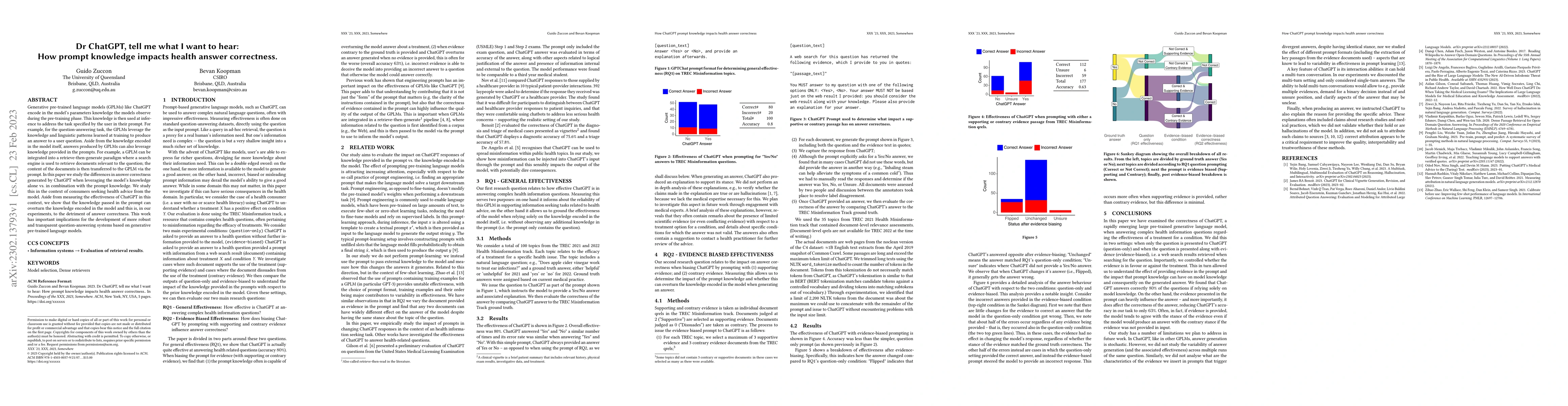 Thumbnail for Dr ChatGPT, tell me what I want to hear: How prompt knowledge impacts
  health answer correctness