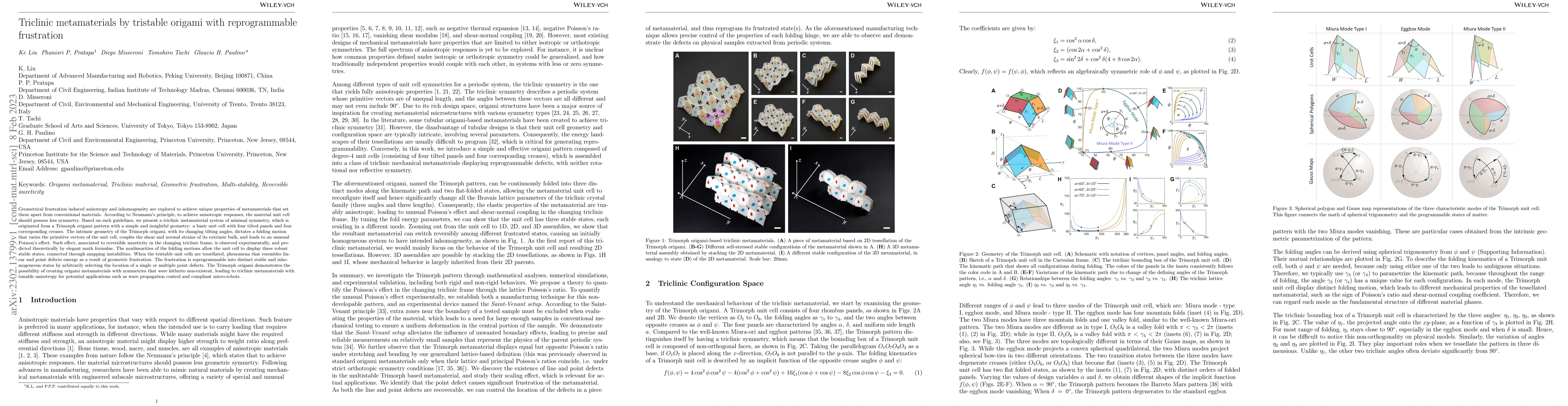 Thumbnail for Triclinic metamaterials by tristable origami with reprogrammable
  frustration