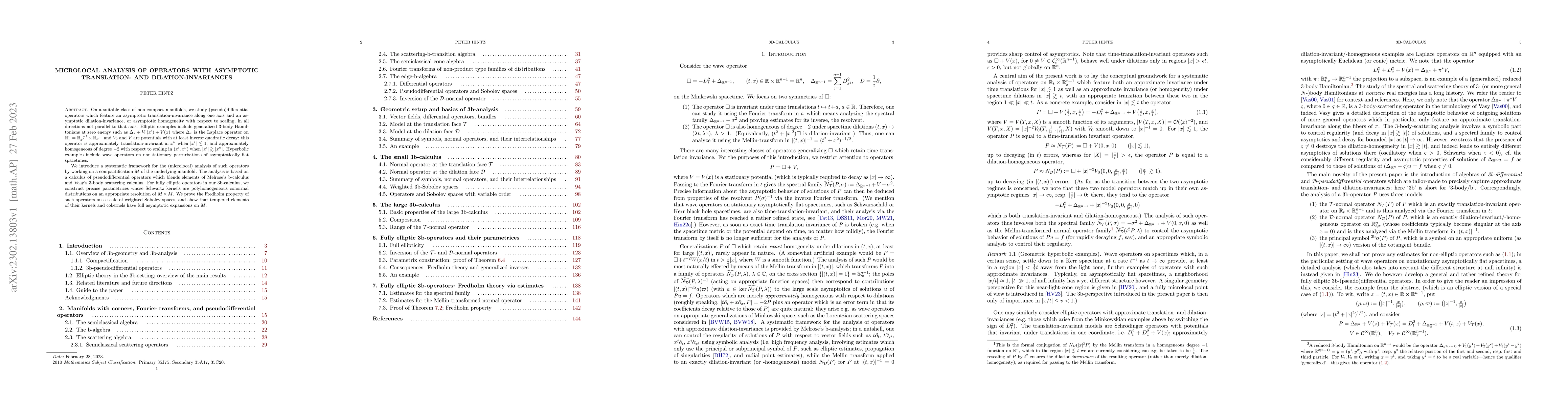 Thumbnail for Microlocal analysis of operators with asymptotic translation- and
  dilation-invariances