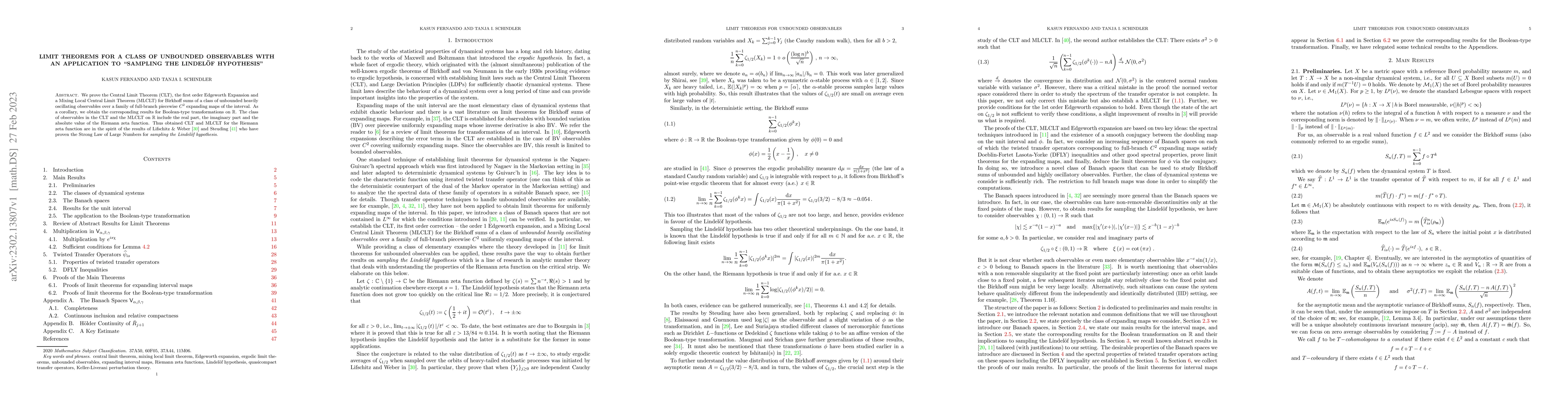 Thumbnail for Limit Theorems for a class of unbounded observables with an application
  to "Sampling the Lindel\"of hypothesis"