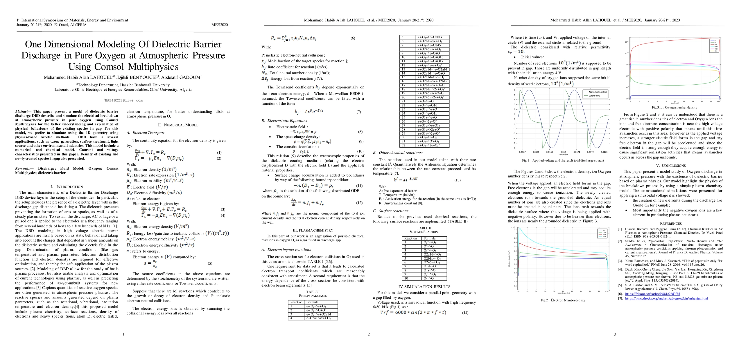 Thumbnail for One Dimensional Modeling Of Dielectric Barrier Discharge in Pure Oxygen
  at Atmospheric Pressure Using Comsol Multiphysics