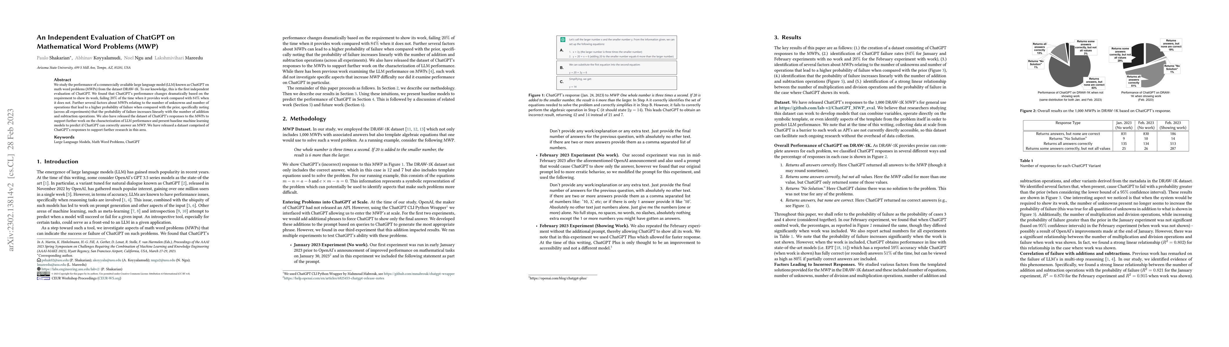 Thumbnail for An Independent Evaluation of ChatGPT on Mathematical Word Problems (MWP)