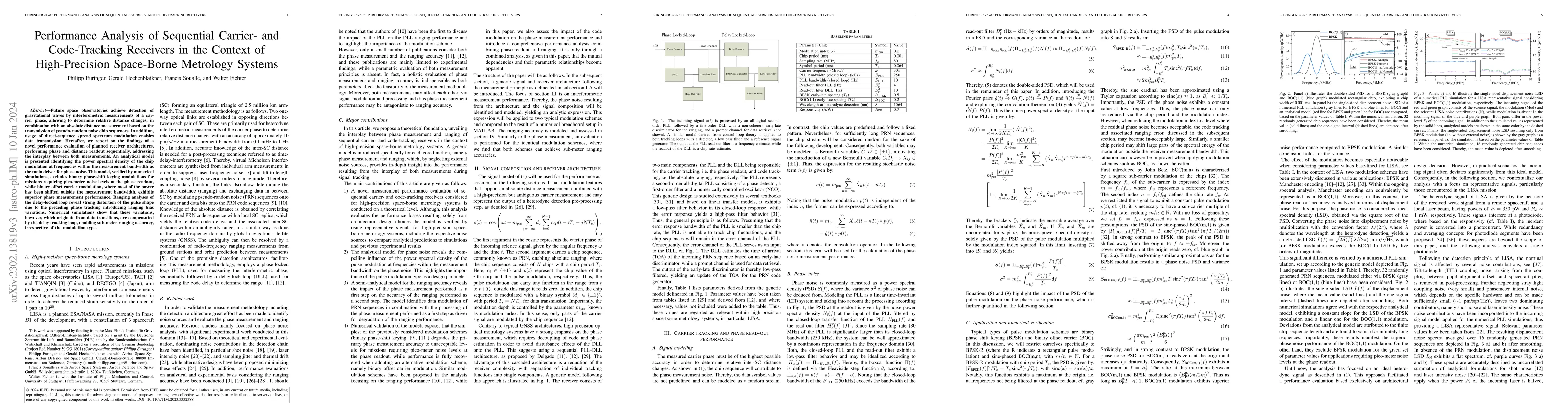 Thumbnail for Performance analysis of sequential carrier- and code-tracking receivers
  in the context of high-precision space-borne metrology systems
