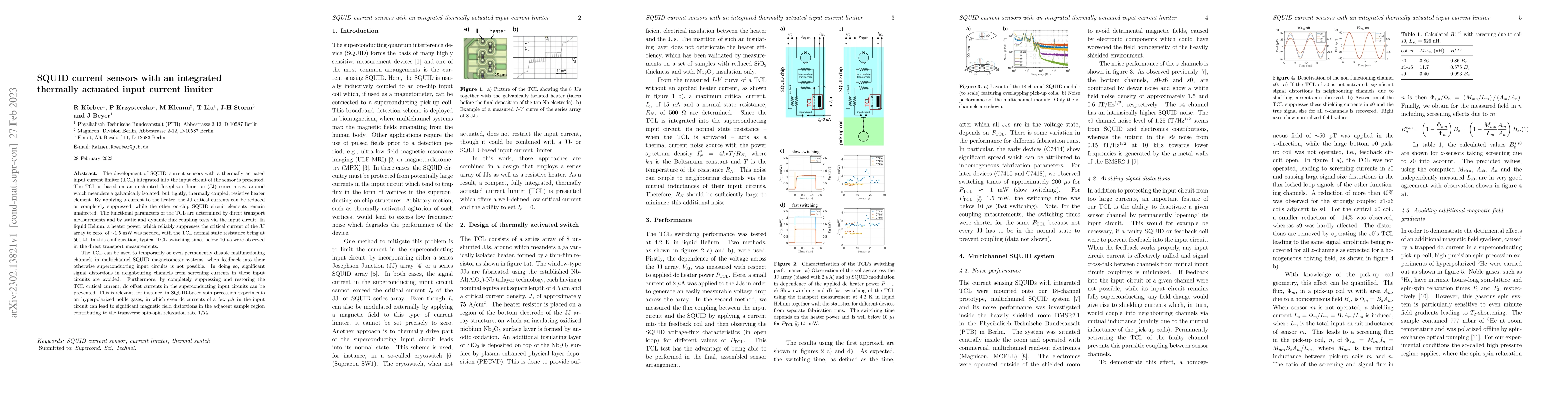 Thumbnail for SQUID current sensors with an integrated thermally actuated input
  current limiter