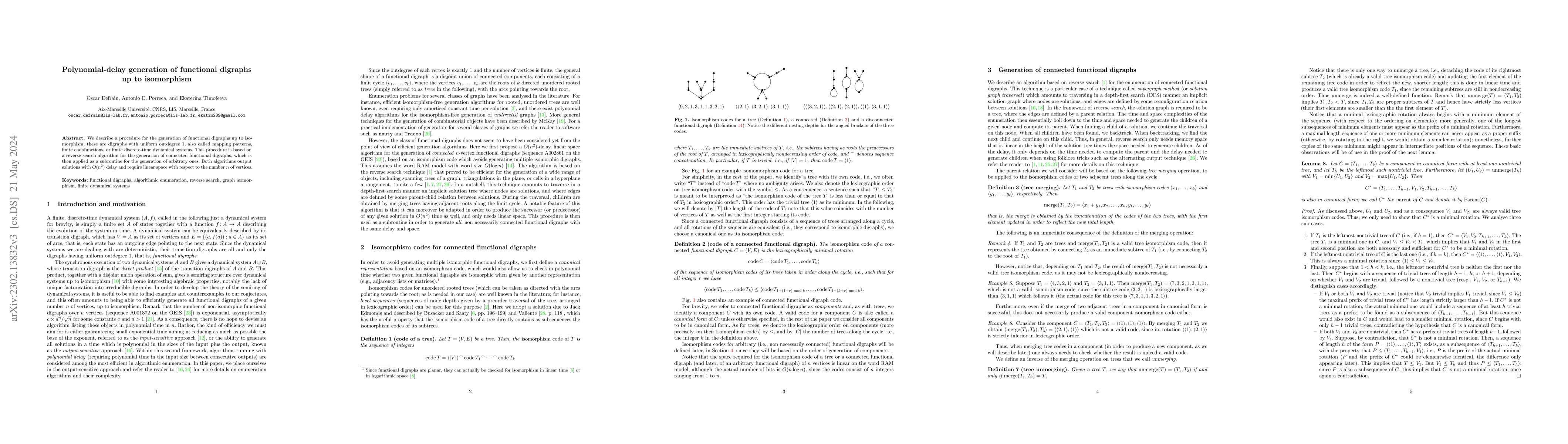 Thumbnail for Polynomial-delay generation of functional digraphs up to isomorphism