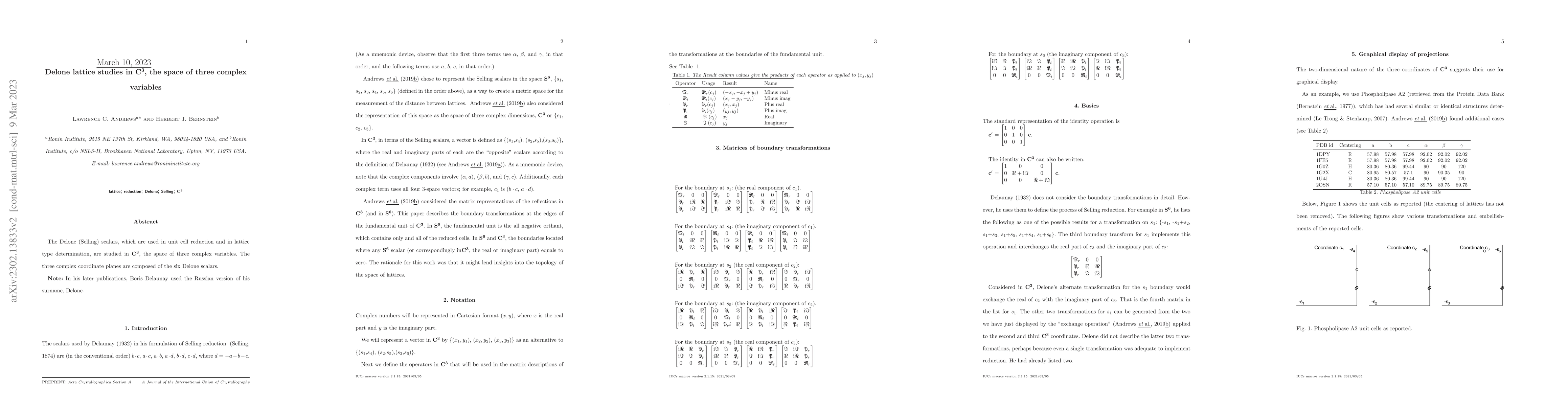 Thumbnail for Delone lattice studies in C3, the space of three complex variables