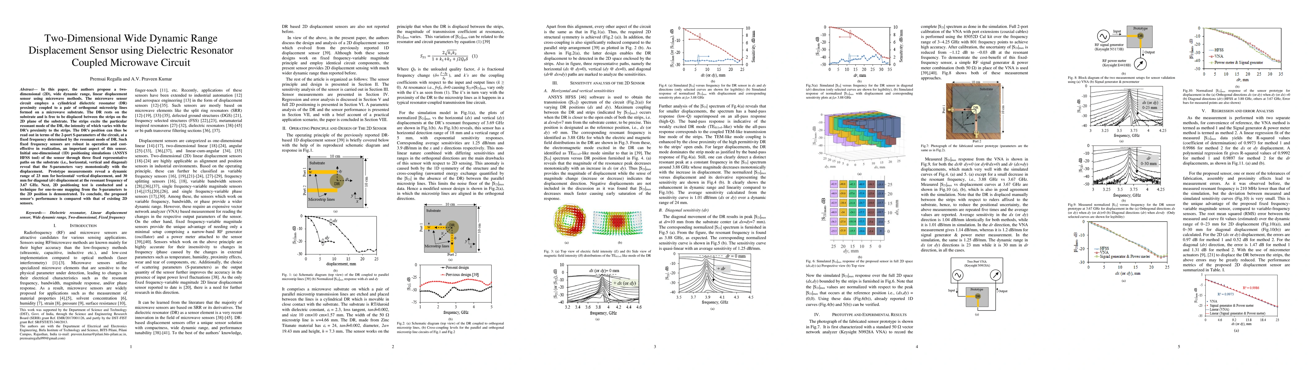 Thumbnail for Two-Dimensional Wide Dynamic Range Displacement Sensor using Dielectric
  Resonator Coupled Microwave Circuit
