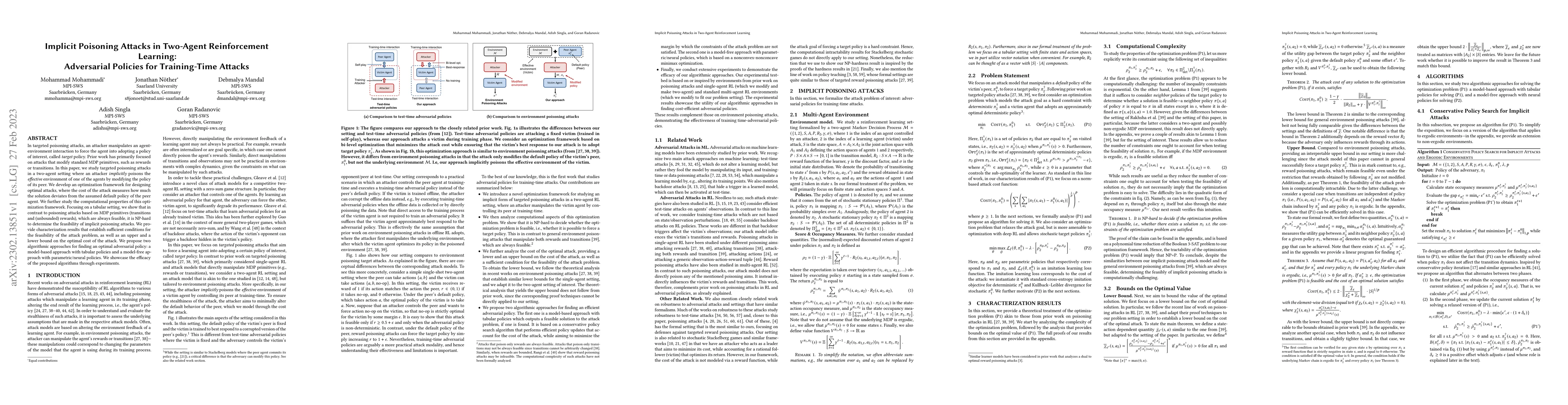 Thumbnail for Implicit Poisoning Attacks in Two-Agent Reinforcement Learning:
  Adversarial Policies for Training-Time Attacks