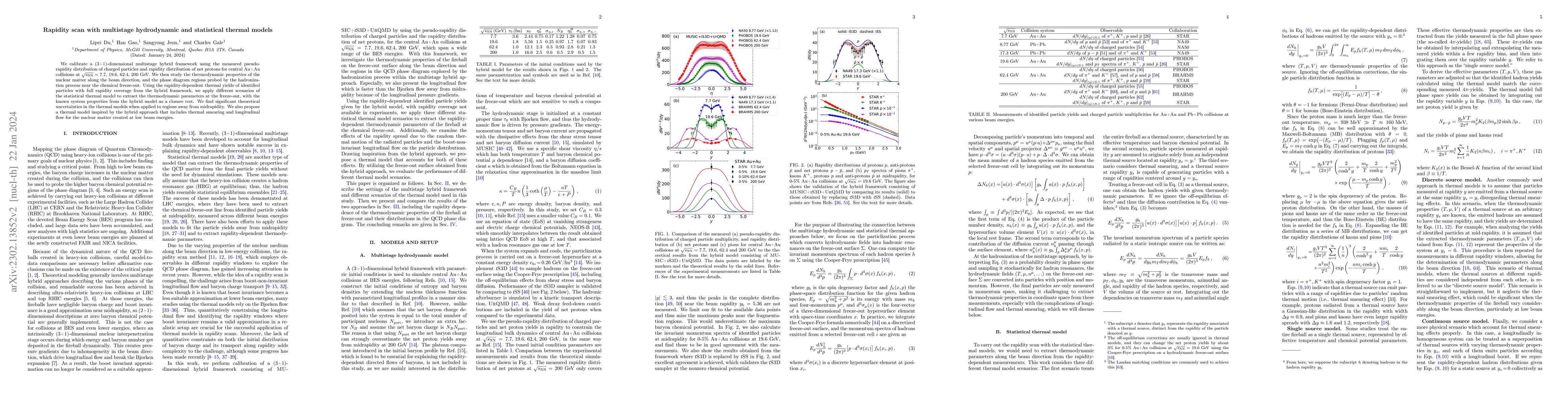 Thumbnail for Rapidity scan with multistage hydrodynamic and statistical thermal
  models
