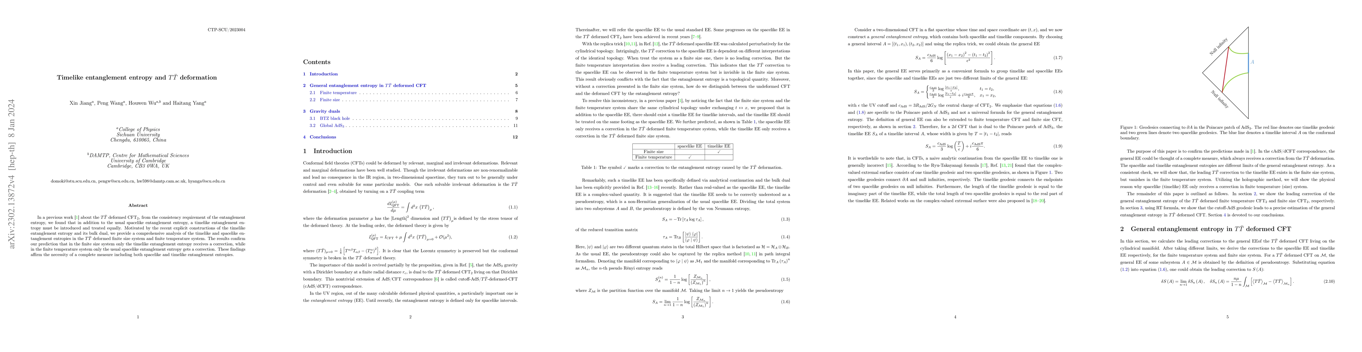 Thumbnail for Timelike entanglement entropy and $T\bar{T}$ deformation