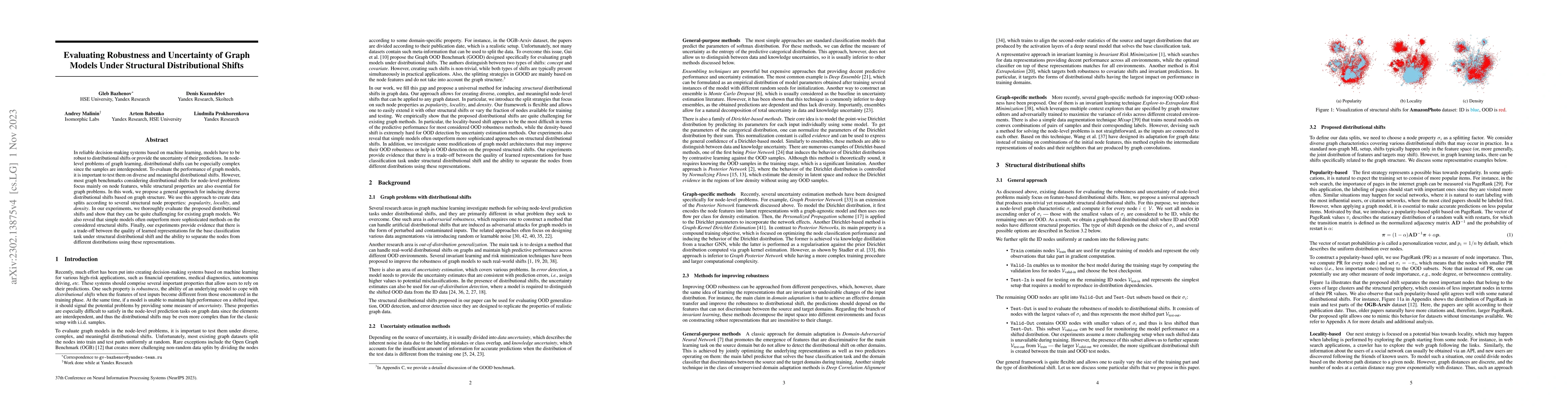 Thumbnail for Evaluating Robustness and Uncertainty of Graph Models Under Structural
  Distributional Shifts