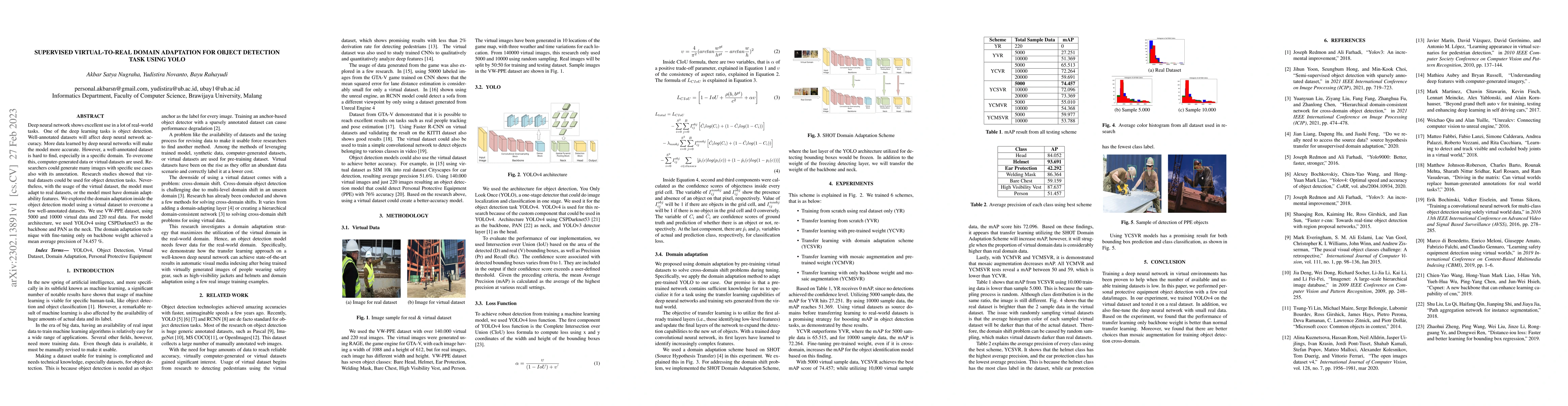 Thumbnail for Supervised Virtual-to-Real Domain Adaptation for Object Detection Task
  using YOLO