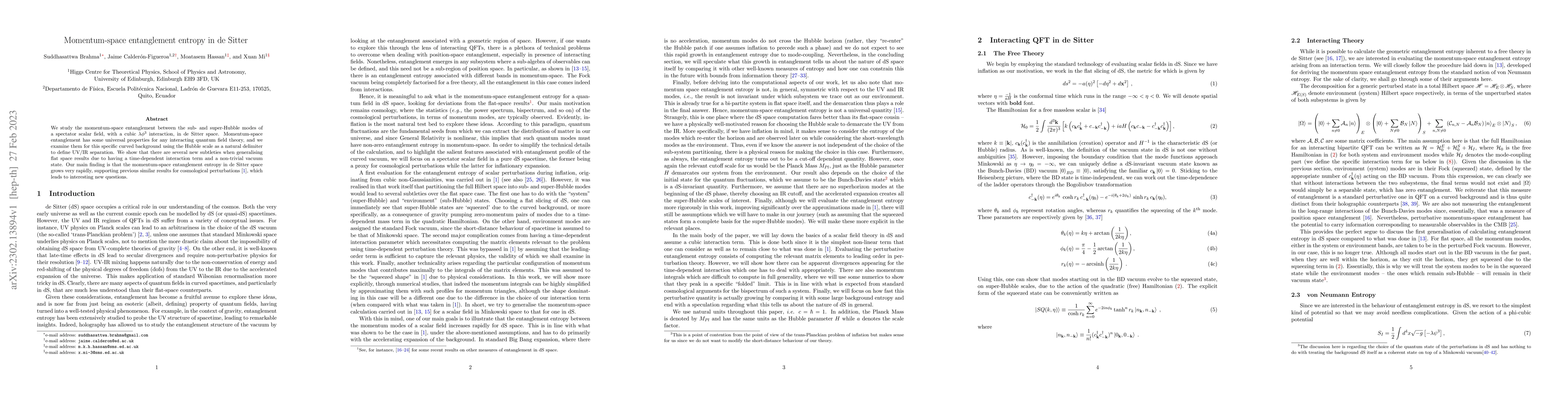 Thumbnail for Momentum-space entanglement entropy in de Sitter