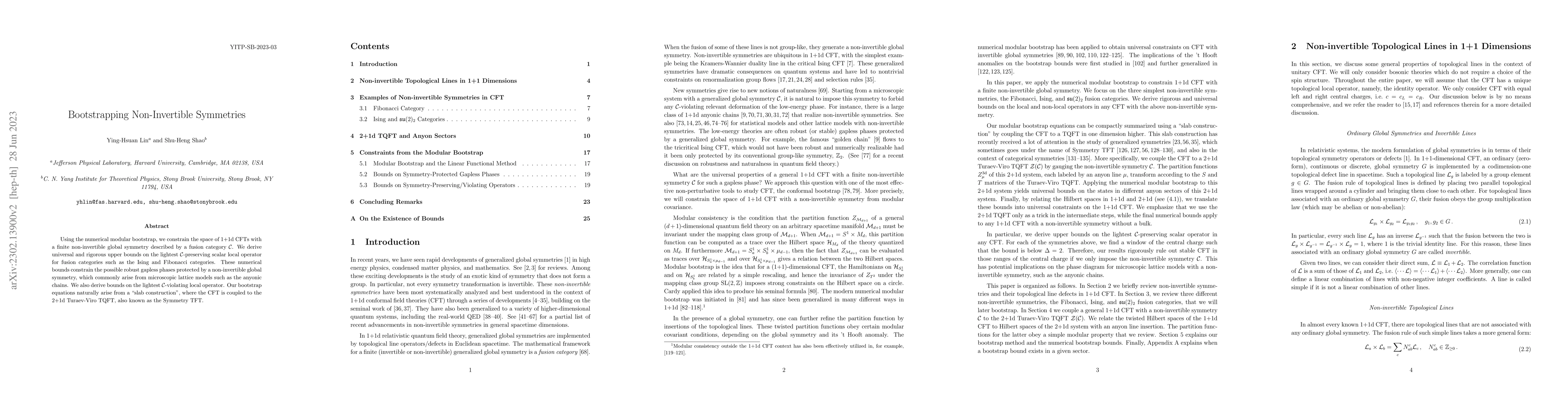 Thumbnail for Bootstrapping Non-Invertible Symmetries