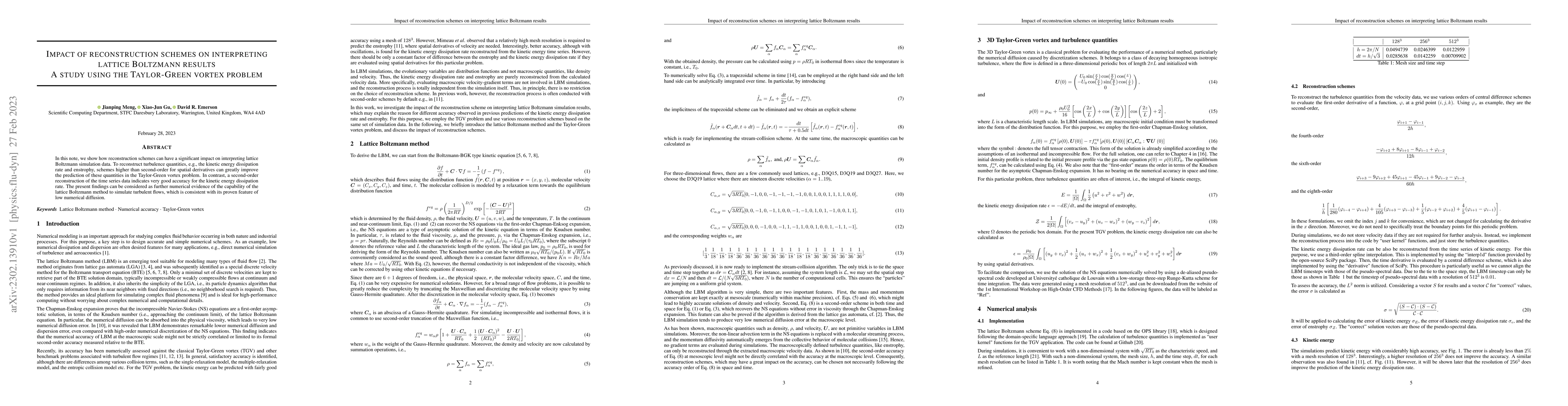 Thumbnail for Impact of reconstruction schemes on interpreting lattice Boltzmann
  results -- A study using the Taylor-Green vortex problem
