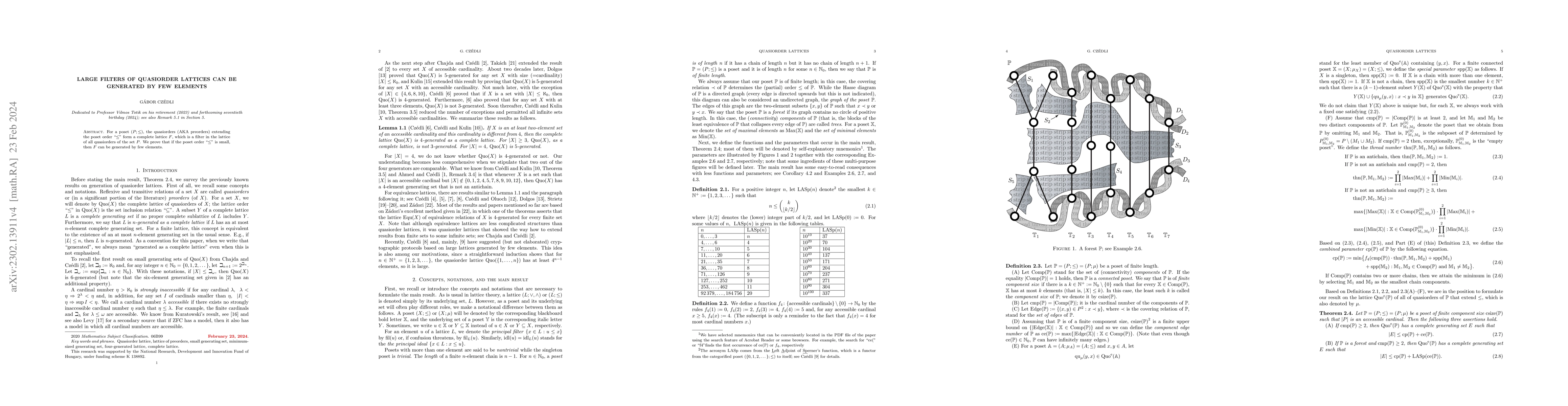 Thumbnail for Large filters of quasiorder lattices can be generated by few elements