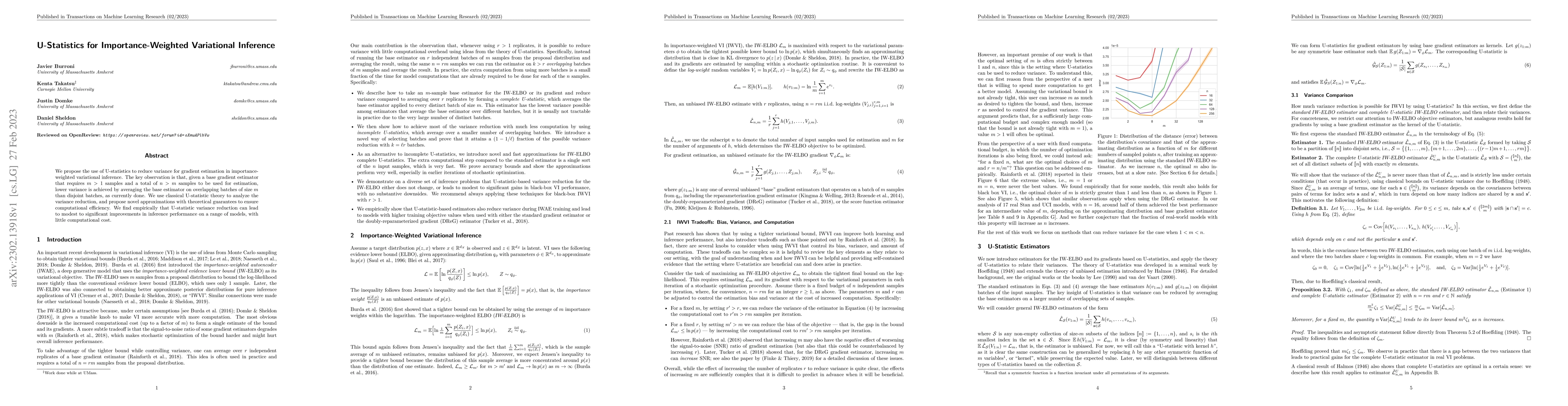 Thumbnail for U-Statistics for Importance-Weighted Variational Inference